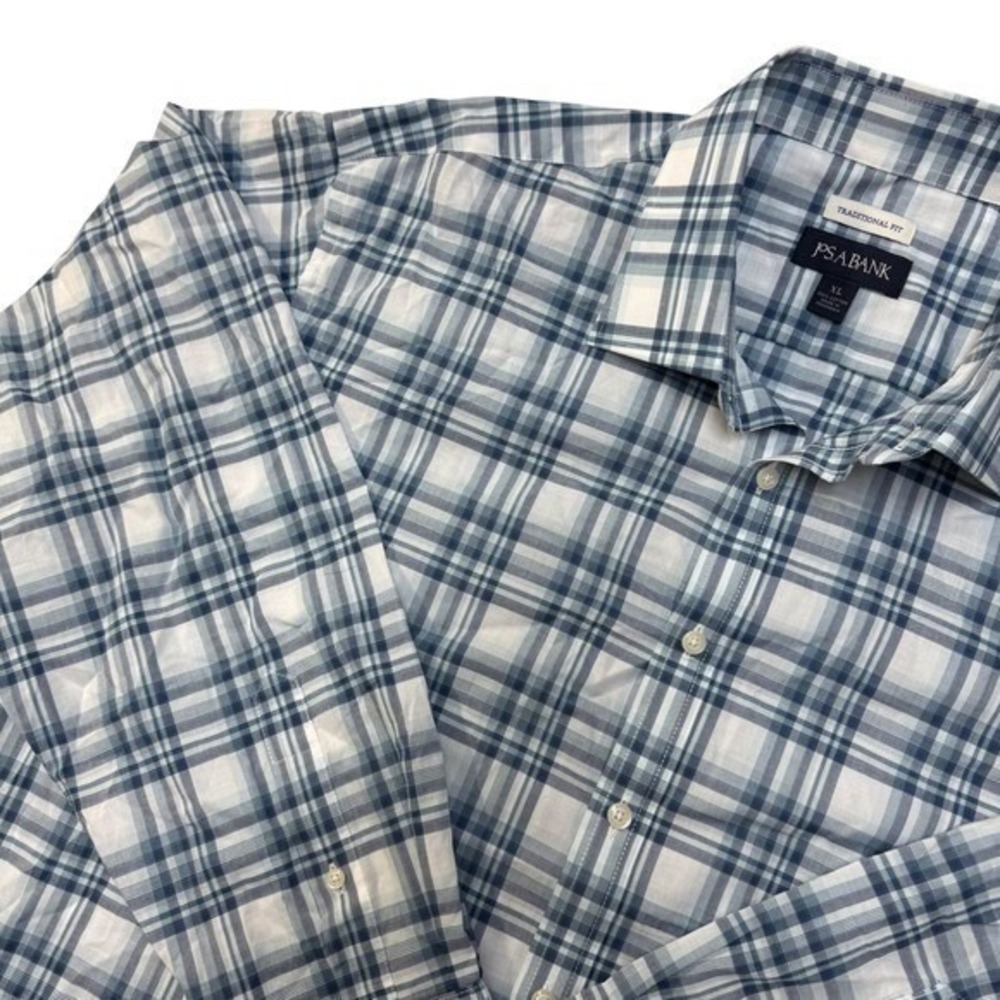 Jos A Bank Mens XL Traditional Fit Preppy‎ Plaid Long Sleeve Button Down Shirt